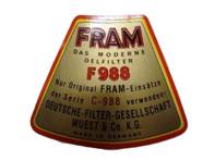 Adesivo per scatola filtro olio (FRAM). Porsche 356 - NLA70100900 - 356234-02